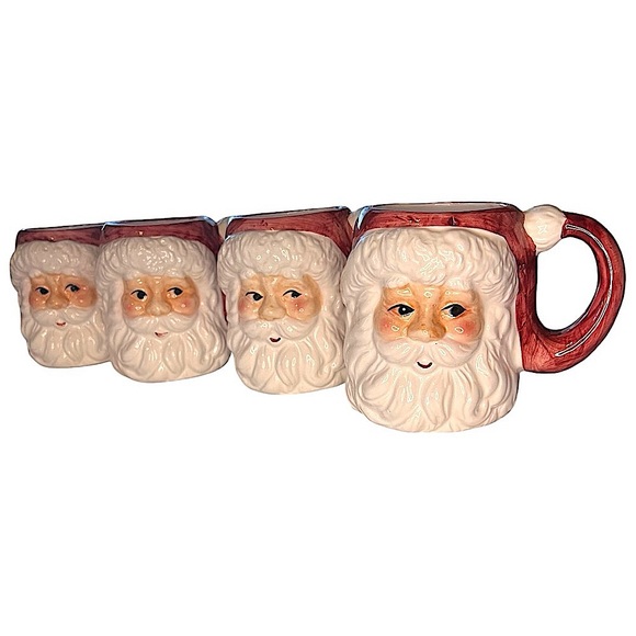 1988 EXCLUSIVELY FOR LOTUS Santa Claus Mugs Set Of 4 - Picture 2 of 9